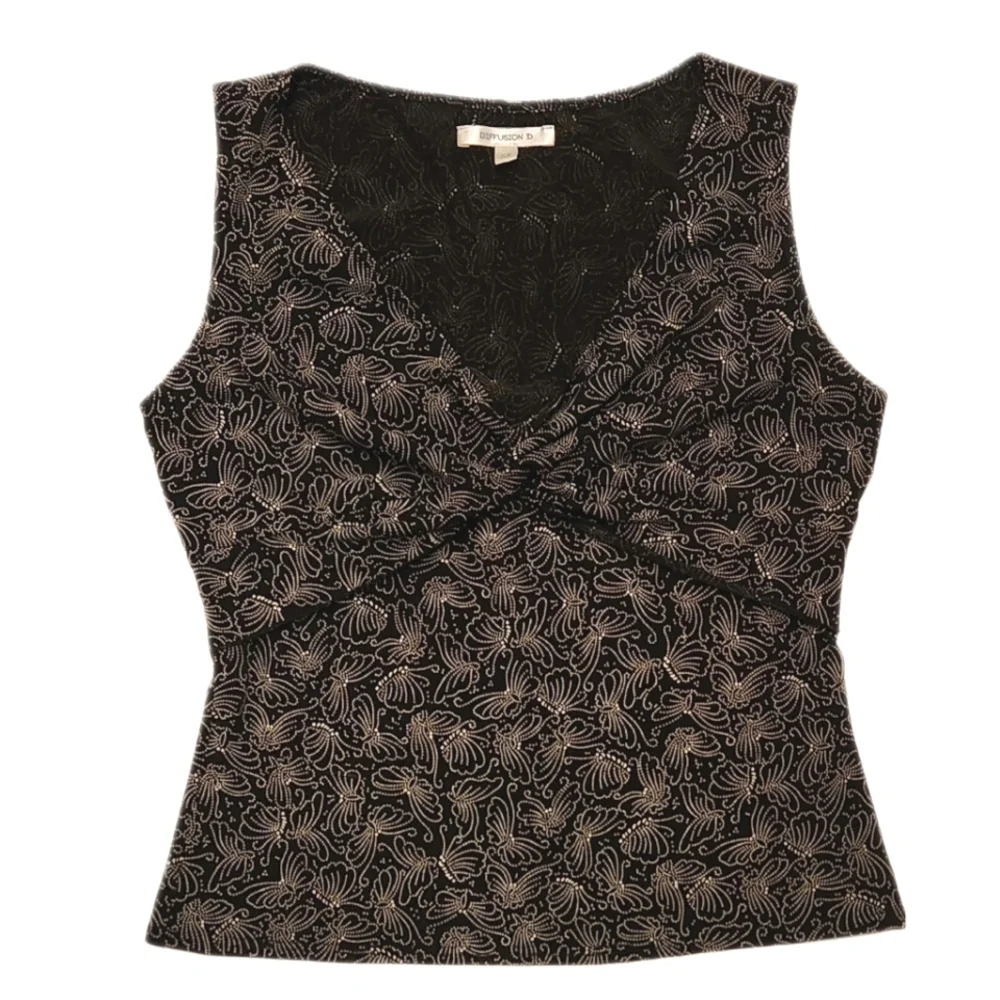 Vintage Y2K Diffusion D Sleeveless V-neck Top Size XS| Butterfly Print # 4D0S72 - Picture 3 of 9